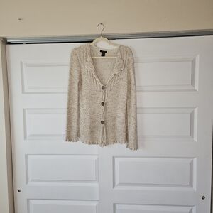 BCBGMaxAzria Y2K Boho Confetti Knit Ruffle Cardigan Sweater XL